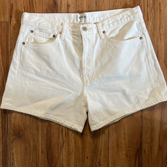 NWOT AGOLDE Crisp White Denim Shorts - Picture 1 of 5